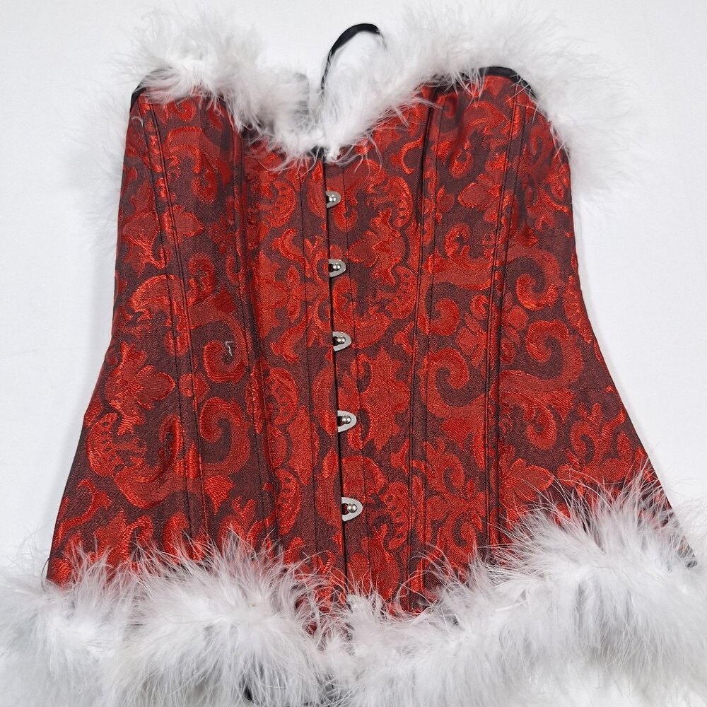 Santa Holiday fuzzy Corset festive sexy